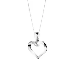 Zawieszka z białego złota z diamentem - serce - 0,002 ct - próba 585