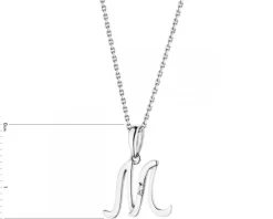 Zawieszka z białego złota z diamentem - litera M - 0,004 ct - próba 585