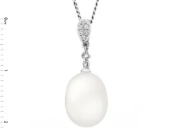 Zawieszka z białego złota z brylantami i perłą - próba 585