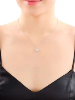 Zawieszka z białego złota z diamentami - serce - 0,36 ct - próba 585