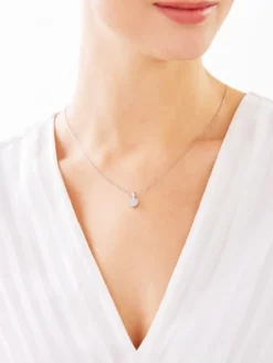 Zawieszka z białego złota z diamentami - 0,10 ct - próba 585