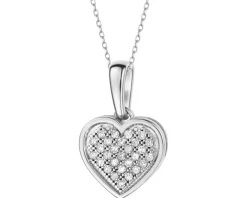 Zawieszka z białego złota z diamentami - serce - 0,10 ct - próba 585