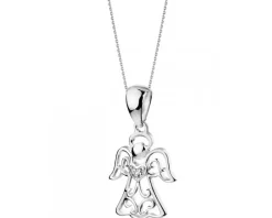 Zawieszka z białego złota z diamentem - aniołek - 0,004 ct - próba 585