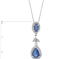 Zawieszka z białego złota z brylantami i szafirami - próba 585