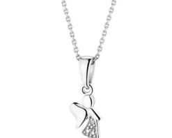 Zawieszka z białego złota z diamentem - aniołek - 0,003 ct - próba 585