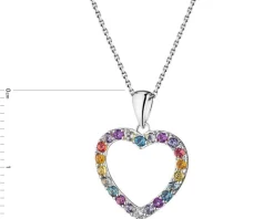 Zawieszka z białego  złota z brylantem, kamieniami szlachetnymi i ozdobnymi - serce - próba 585