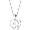 Zawieszka z białego złota z diamentem - litera P, serce - 0,005 ct - próba 585