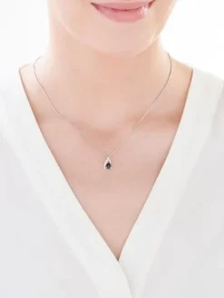 Zawieszka z białego złota z diamentem i szafirem - próba 375