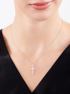 Zawieszka z białego złota z brylantami - krzyż - 0,25 ct - próba 585