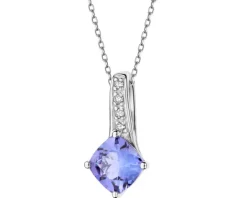 Zawieszka z białego złota z diamentami i tanzanitem - próba 585