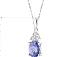 Zawieszka z białego złota z brylantami i tanzanitem - próba 585