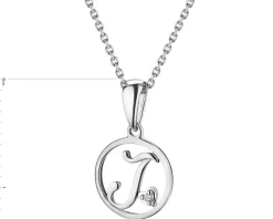 Zawieszka z białego złota z diamentem - litera J - 0,003 ct - próba 585