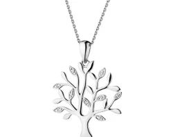 Zawieszka z białego złota z diamentami - drzewko - 0,01 ct - próba 585