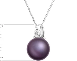 Zawieszka z białego złota z diamentem i perłą - próba 585