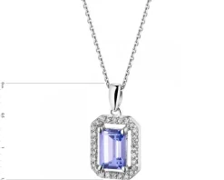 Zawieszka z białego złota z diamentami i tanzanitem - próba 585