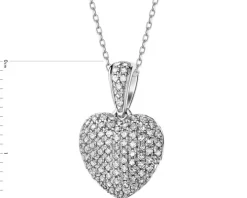 Zawieszka z białego złota z diamentami - serce - 0,21 ct - próba 585