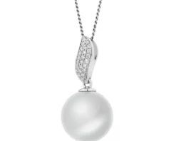 Zawieszka z białego złota z brylantami i perłą South Sea - próba 585