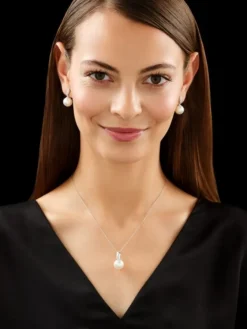 Zawieszka z białego złota z brylantami i perłą South Sea - próba 585