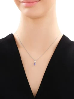 Zawieszka z białego złota z diamentami i tanzanitem - próba 585