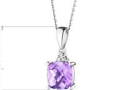 Zawieszka z białego złota z diamentami i ametystem - próba 375