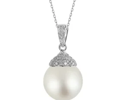 Zawieszka z białego złota z brylantami i perłą South Sea - próba 750