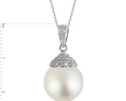 Zawieszka z białego złota z brylantami i perłą South Sea - próba 750