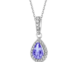 Zawieszka z białego złota z diamentami i tanzanitem - próba 585