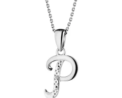 Zawieszka z białego złota z diamentem - litera P - 0,003 ct - próba 585