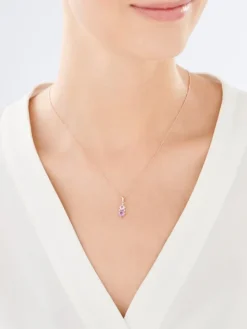 Zawieszka z różowego złota z diamentami i ametystami - próba 375