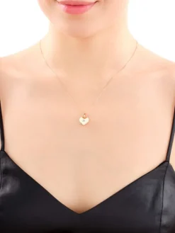 Zawieszka z różowego złota z diamentem - puzderko - serce - 0,005 ct - próba 375