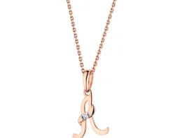 Zawieszka z różowego złota z diamentem - litera A - 0,004 ct - próba 585