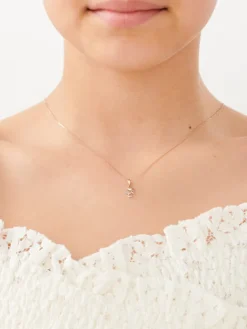 Zawieszka z różowego złota z diamentem - aniołek, serce - 0,003 ct - próba 585