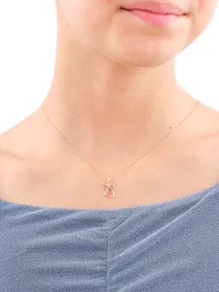 Zawieszka z różowego złota z diamentem - aniołek, serce - 0,003 ct - próba 375