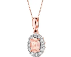 Zawieszka z różowego złota z brylantami i morganitem - próba 585