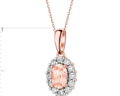 Zawieszka z różowego złota z brylantami i morganitem - próba 585