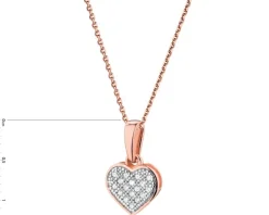 Zawieszka z różowego złota z diamentami - serce - 0,05 ct - próba 585