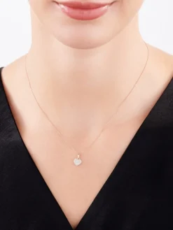 Zawieszka z różowego złota z diamentami - serce - 0,05 ct - próba 585