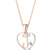 Zawieszka z różowego złota z diamentem - litera J, serce - 0,005 ct - próba 375