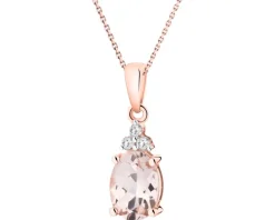 Zawieszka z różowego złota z brylantami i morganitem - próba 585