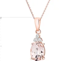 Zawieszka z różowego złota z brylantami i morganitem - próba 585