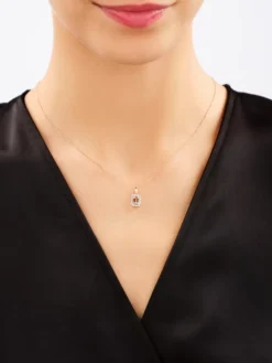 Zawieszka z różowego złota z diamentami i morganitem - próba 585