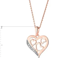 Zawieszka z różowego złota z diamentem – serca - 0,002 ct - próba 585