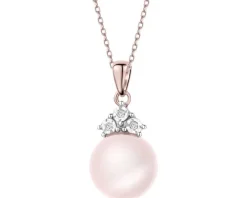 Zawieszka z różowego złota z diamentami i perłą - próba 585