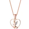 Zawieszka z różowego złota z diamentem - aniołek, serce - 0,003 ct - próba 375