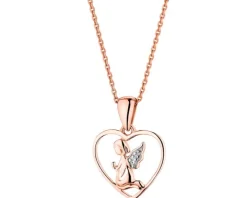 Zawieszka z różowego złota z diamentem - aniołek, serce - 0,003 ct - próba 375