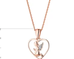 Zawieszka z różowego złota z diamentem - aniołek, serce - 0,003 ct - próba 375