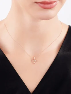 Zawieszka z różowego złota z diamentem - aniołek, serce - 0,003 ct - próba 375