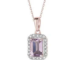 Zawieszka z różowego złota z diamentami i ametystem - próba 585