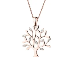 Zawieszka z różowego złota z diamentami - drzewko - 0,01 ct - próba 585