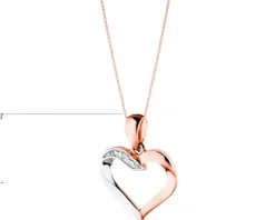 Zawieszka z różowego złota z diamentem - serce - 0,002 ct - próba 585